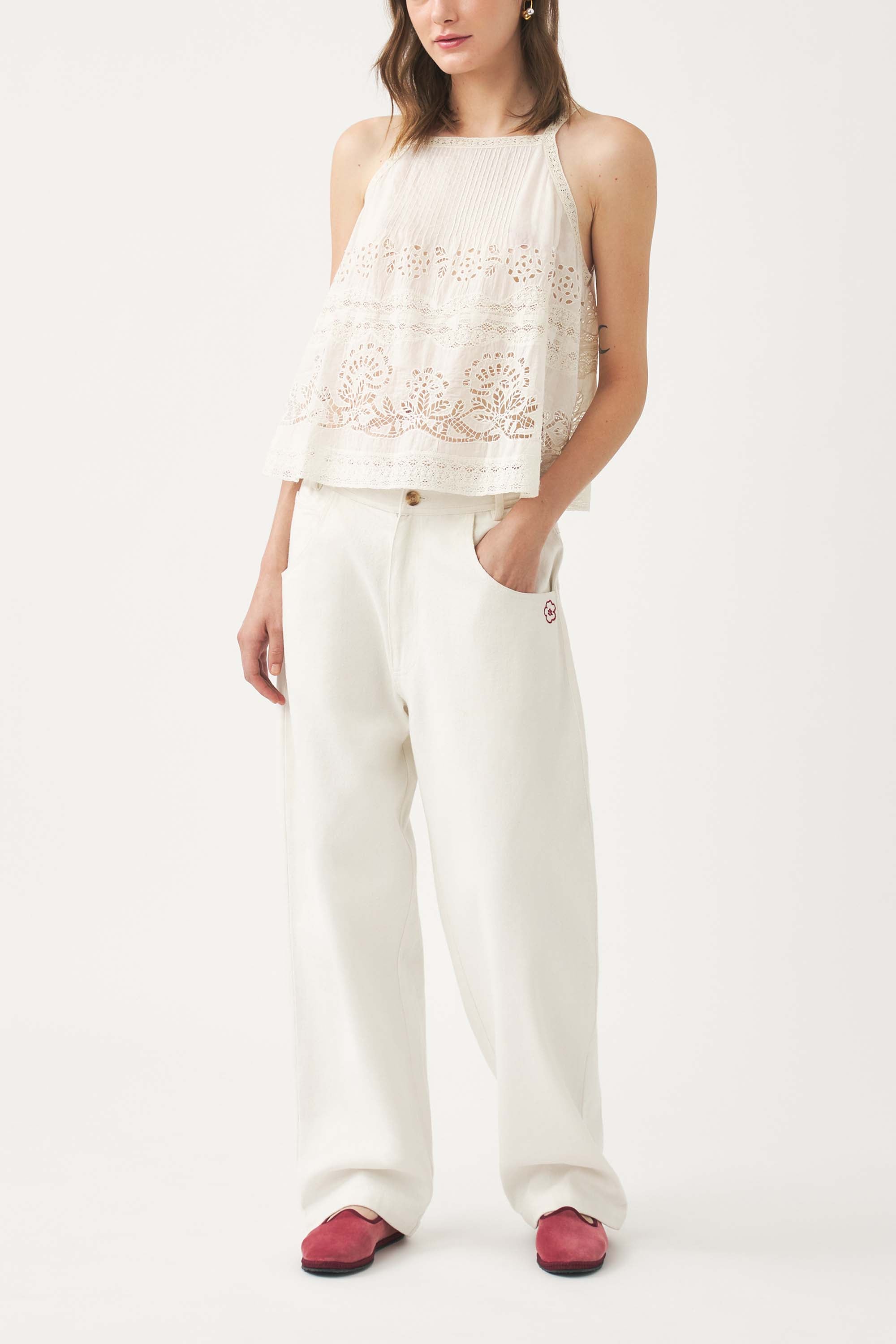 Openwork sleeveless top Aloha